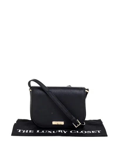 Pre-owned Kate Spade Flap-top Logo-plaque Shoulder Bag In Black