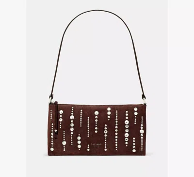 Kate Spade New York Fling Embellished Suede Pochette Bag In Black