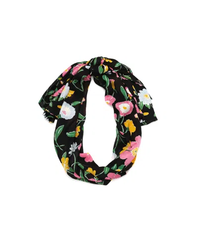 Kate Spade Floral Garden Oblong Scarf In Black Pink Cloud