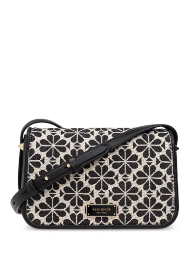 Kate Spade Floral-jacquard Crossbody Bag In Black