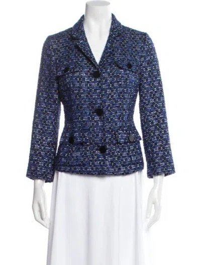 Pre-owned Kate Spade Floral Print Blazer In Blue