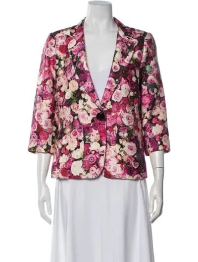 Pre-owned Kate Spade Floral Print Blazer In Pink