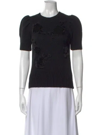 Pre-owned Kate Spade Floral Print Crew Neck Sweater In Black