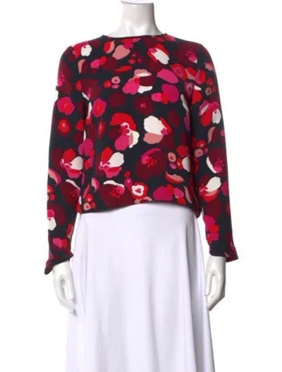 Pre-owned Kate Spade Floral Print Crew Neck Sweater In Black