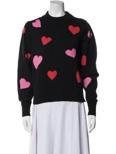 Pre-owned Kate Spade Floral Print Crew Neck Sweater In Black