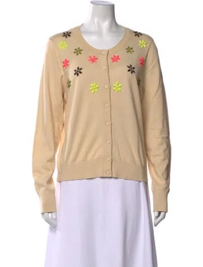 Pre-owned Kate Spade Floral Print Crew Neck Sweater In Neutrals