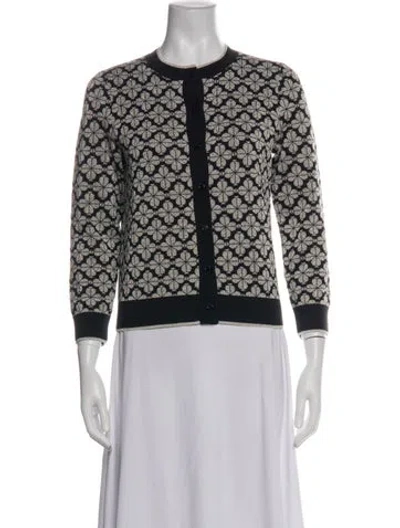 Pre-owned Kate Spade Floral Print Crew Neck Sweater W/ Tags In Black