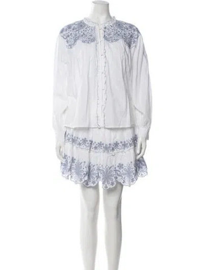 Pre-owned Kate Spade Floral Print Embroidered Accent Skirt Suit In Neutrals