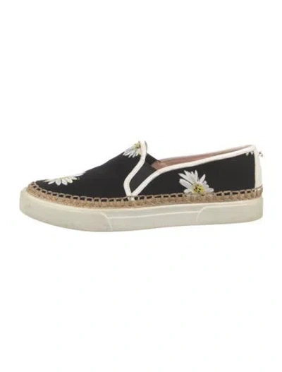 Pre-owned Kate Spade Floral Print Espadrilles In Black
