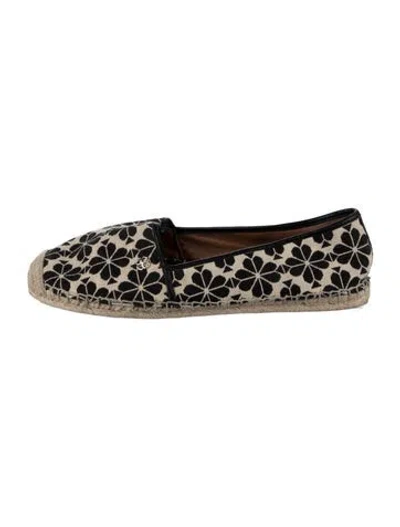 Pre-owned Kate Spade Floral Print Espadrilles In Black/white
