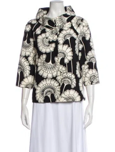 Pre-owned Kate Spade Floral Print Evening Jacket In Black