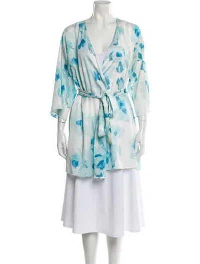 Pre-owned Kate Spade Floral Print Evening Jacket In Blue