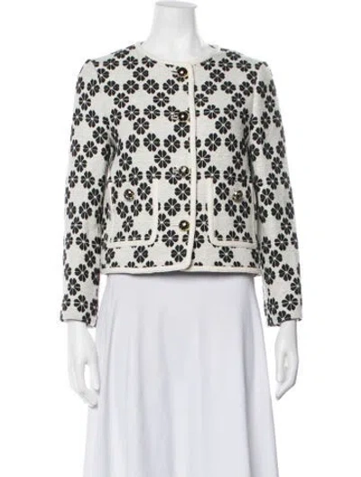 Pre-owned Kate Spade Floral Print Jacket In Neutrals/white