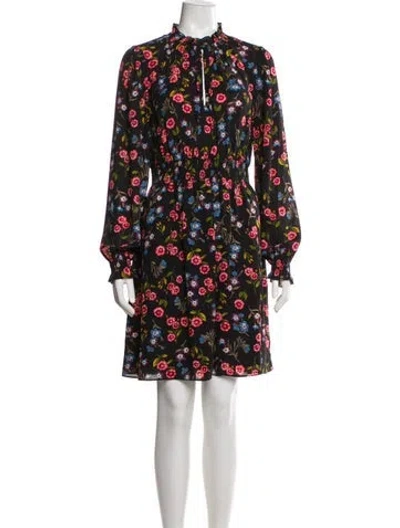 Pre-owned Kate Spade Floral Print Knee-length Dress In Black