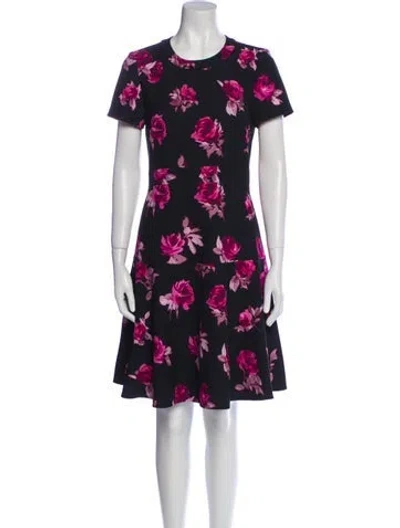 Pre-owned Kate Spade Floral Print Knee-length Dress In Black