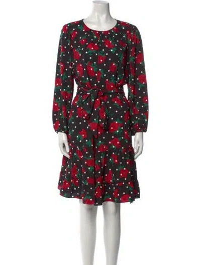 Pre-owned Kate Spade Floral Print Knee-length Dress In Black