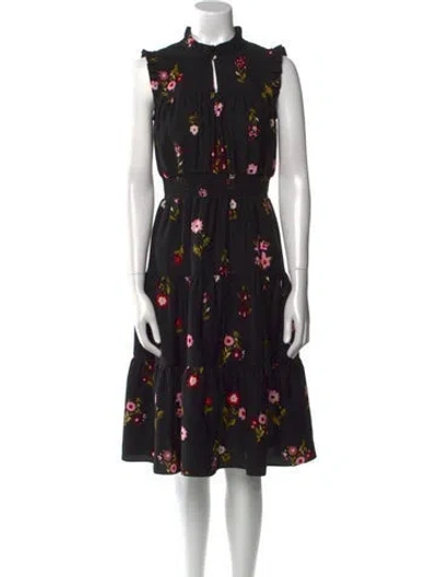 Pre-owned Kate Spade Floral Print Knee-length Dress In Black