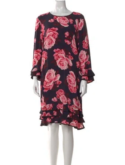 Pre-owned Kate Spade Floral Print Knee-length Dress In Black