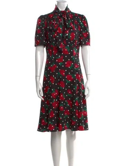 Pre-owned Kate Spade Floral Print Knee-length Dress In Black