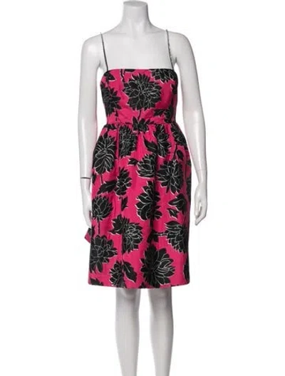Pre-owned Kate Spade Floral Print Knee-length Dress In Black