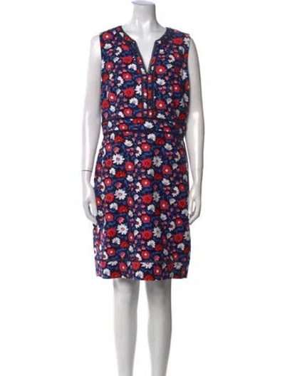 Pre-owned Kate Spade Floral Print Knee-length Dress In Blue