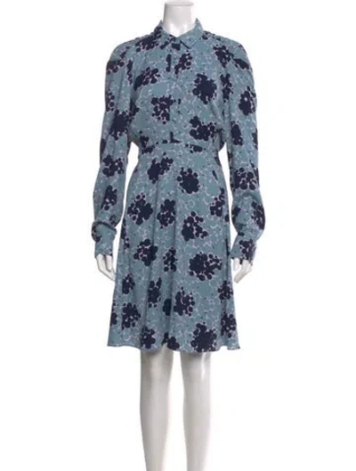 Pre-owned Kate Spade Floral Print Knee-length Dress In Blue