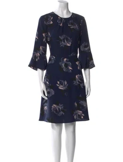 Pre-owned Kate Spade Floral Print Knee-length Dress In Blue