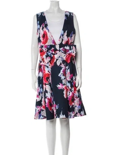 Pre-owned Kate Spade Floral Print Knee-length Dress In Blue