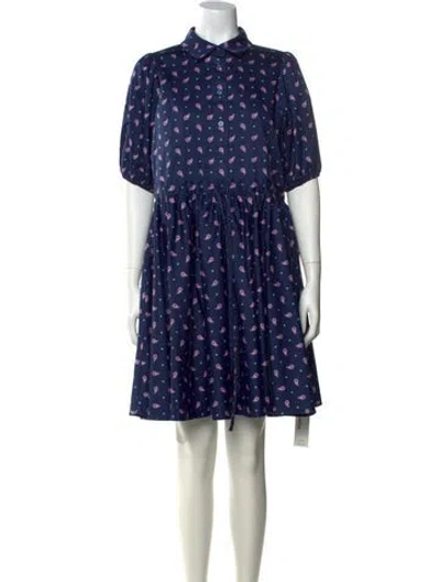 Pre-owned Kate Spade Floral Print Knee-length Dress In Blue