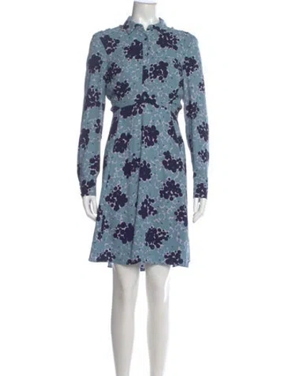 Pre-owned Kate Spade Floral Print Knee-length Dress In Blue