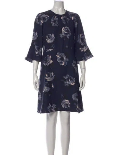 Pre-owned Kate Spade Floral Print Knee-length Dress In Blue