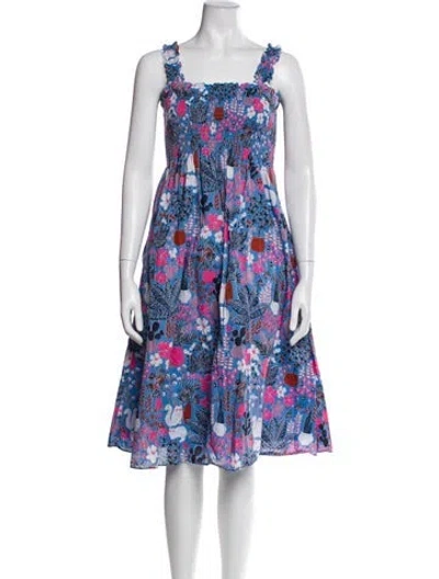 Pre-owned Kate Spade Floral Print Knee-length Dress In Blue