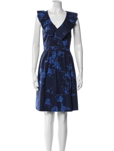 Pre-owned Kate Spade Floral Print Knee-length Dress In Blue