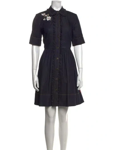 Pre-owned Kate Spade Floral Print Knee-length Dress In Blue
