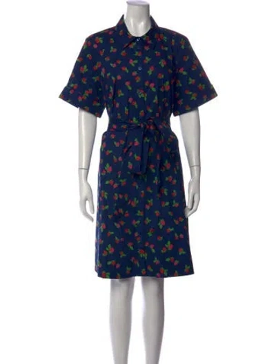 Pre-owned Kate Spade Floral Print Knee-length Dress In Blue