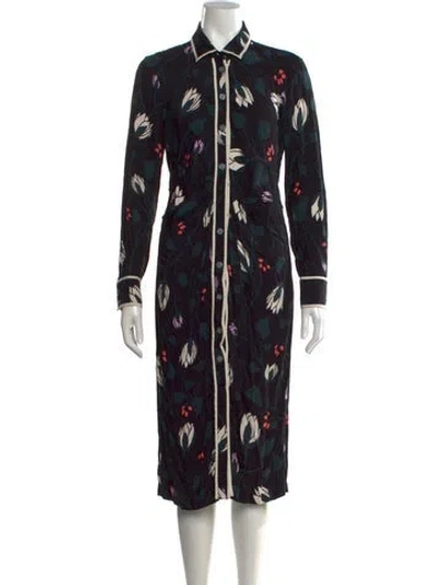 Pre-owned Kate Spade Floral Print Knee-length Dress In Green