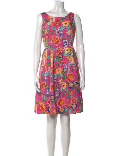 Pre-owned Kate Spade Floral Print Knee-length Dress In Pink