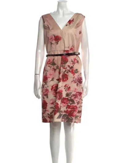 Pre-owned Kate Spade Floral Print Knee-length Dress In Pink