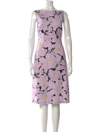Pre-owned Kate Spade Floral Print Knee-length Dress In Purple