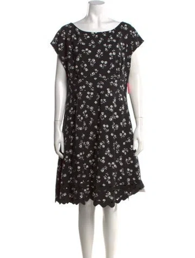 Pre-owned Kate Spade Floral Print Knee-length Dress W/ Tags In Black