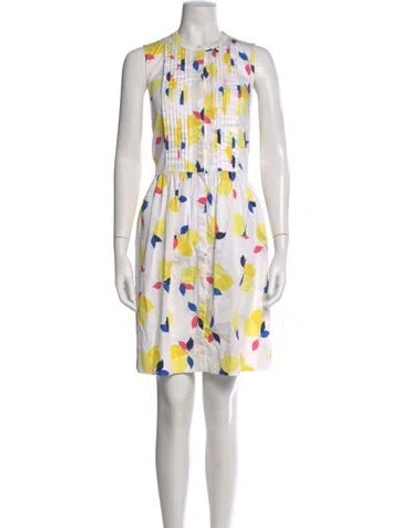 Pre-owned Kate Spade Floral Print Knee-length Dress In White