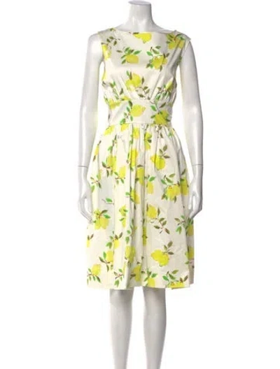 Pre-owned Kate Spade Floral Print Knee-length Dress In White