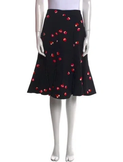 Pre-owned Kate Spade Floral Print Knee-length Skirt In Black