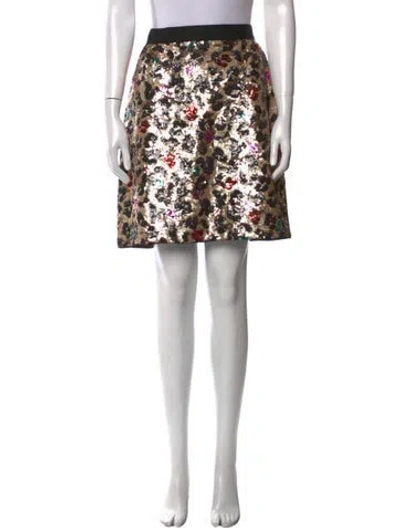 Pre-owned Kate Spade Floral Print Knee-length Skirt In Black