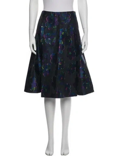 Pre-owned Kate Spade Floral Print Knee-length Skirt In Black