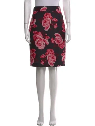 Pre-owned Kate Spade Floral Print Knee-length Skirt In Black