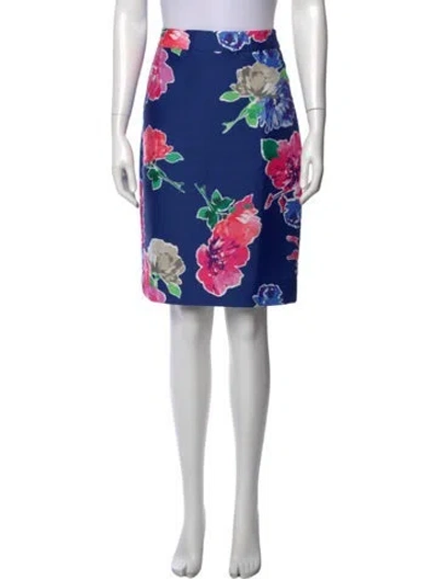 Pre-owned Kate Spade Floral Print Knee-length Skirt In Blue