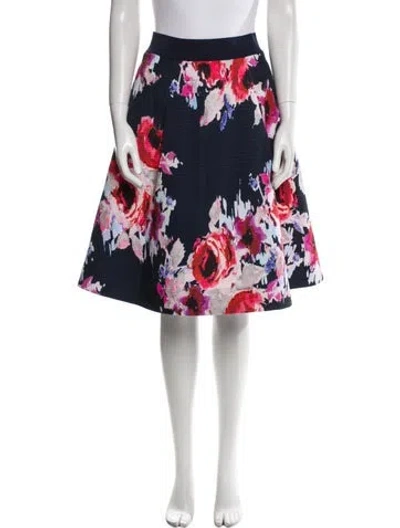Pre-owned Kate Spade Floral Print Knee-length Skirt In Blue