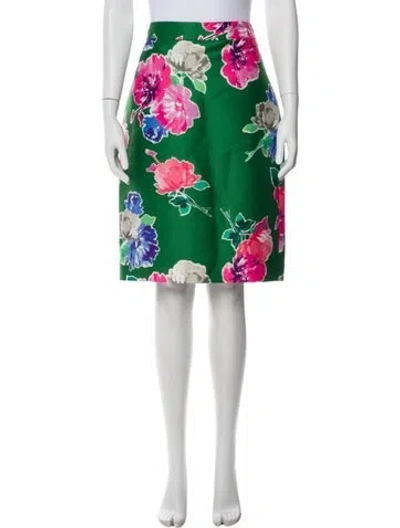 Pre-owned Kate Spade Floral Print Knee-length Skirt In Green