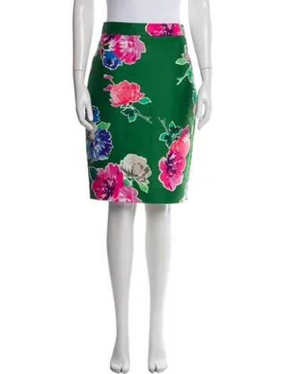 Pre-owned Kate Spade Floral Print Knee-length Skirt In Green